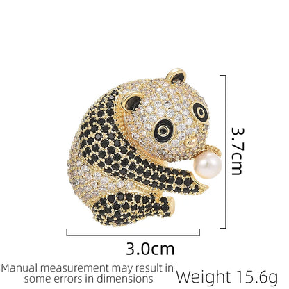 SUYU Chinese Elegant Temperament Luxury Panda Brooch Cute Simulation Pearl Brooch Clothing Accessories Festival Gifts