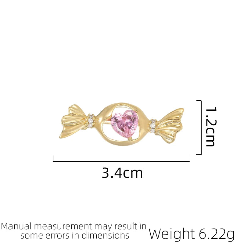 SUYU Jewelry 2024 Summer New Cute Candy Heart shaped Brooch with Simple and Elegant Pins Collar Accessories Brooch Decoration