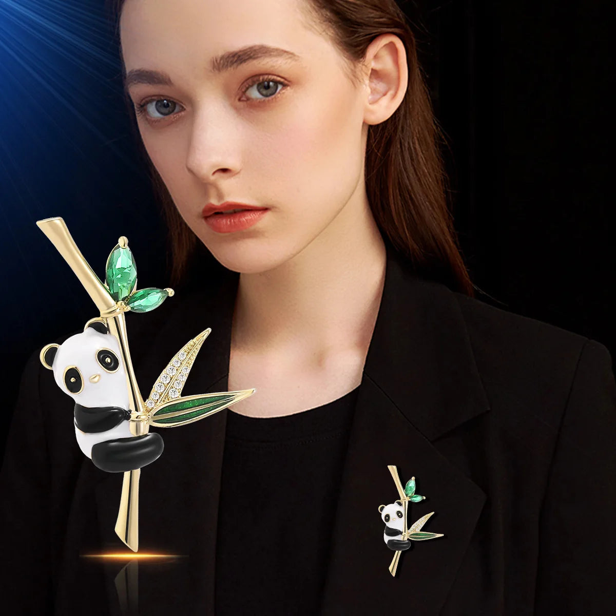 SUYU Chinese Style Panda Green Bamboo Brooch Exquisite Women's Brooch Clothing Set With Brooch Accessories