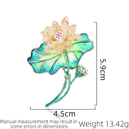 SUYU Winter New Enamel Hand-painted Coating Lotus Brooch For Women's Elegant Temperament Coat Accessories Fashion Brooch