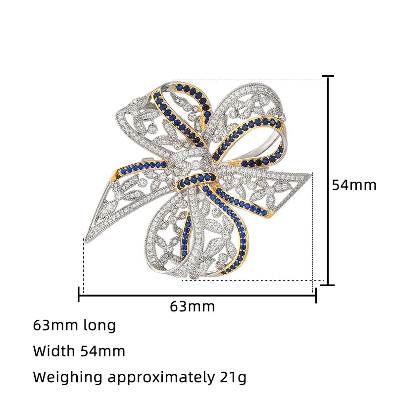 2023 Spring Personalized New Vintage Bow Fashion Zircon Inlaid Brooch Women's Exquisite Luxury Pin