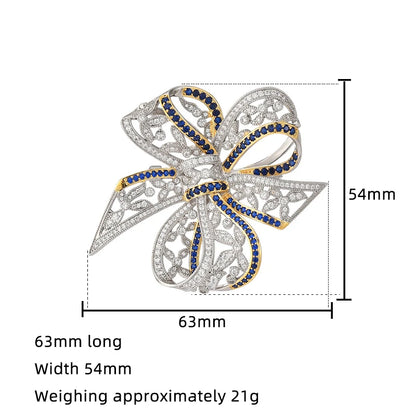 2023 Spring Personalized New Vintage Bow Fashion Zircon Inlaid Brooch Women's Exquisite Luxury Pin