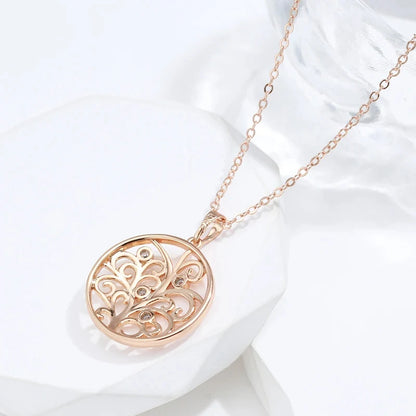 Kinel Hot 585 Rose Gold Color Crystal Flower Pendant Necklace For Women Shiny Natural Zircon Unusual Creative Daily Fine Jewelry