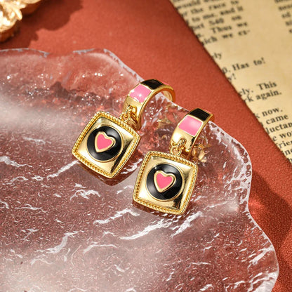 SUYU Jewelry New 2024 Trend Retro Spades Enamel Earrings For Women's Small And Luxury Personalized Earrings