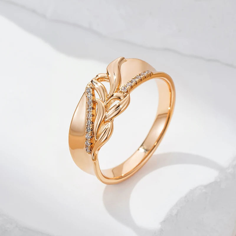 Wbmqda Luxury Retro Natural Zircon Hollow Flower Ring For Women 585 Rose Gold Color Classic Fashion Wedding Party Jewelry Gift