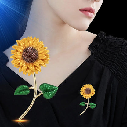 SUYU Simple And Oil Dripping Process Sunflower Sweet And Delicate Coat Accessories Brooch