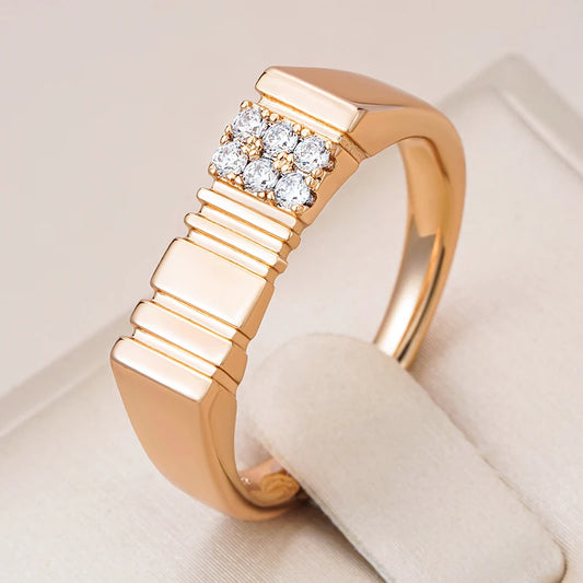 Kinel Unique Shiny Natural Zircon Rings For Women Luxury 585 Rose Gold Color Holiday Party Daily Fine Jewelry Free Shipping