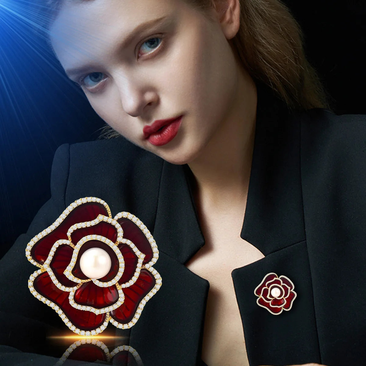 SUYU Spring New Camellia Brooch Female Design Temperament Retro Corsage Small Fragrance Brooch Accessories