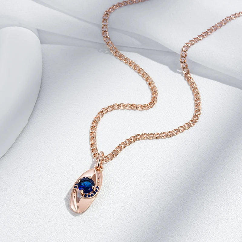 Kienl Classic Snail Chain 585 Rose Gold Color Pendant Necklace Women Blue Natural Zircon Accessories High Quality Daily Jewelry