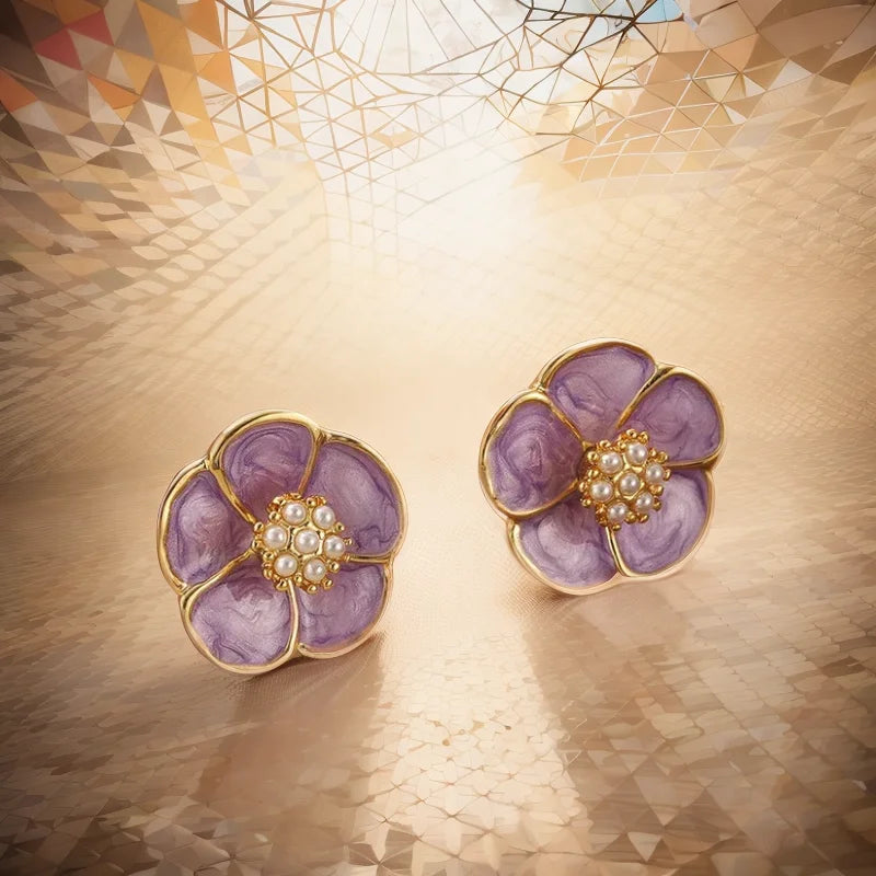 SUYU New Women's Design Vintage Rose Blossom Earrings Fashionable Geometric Style Light Luxury Earrings