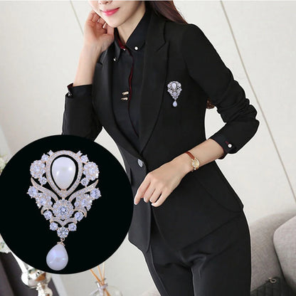 SUYU Droplet Style Brooch Simulation Pearl Coat Dress Accessories