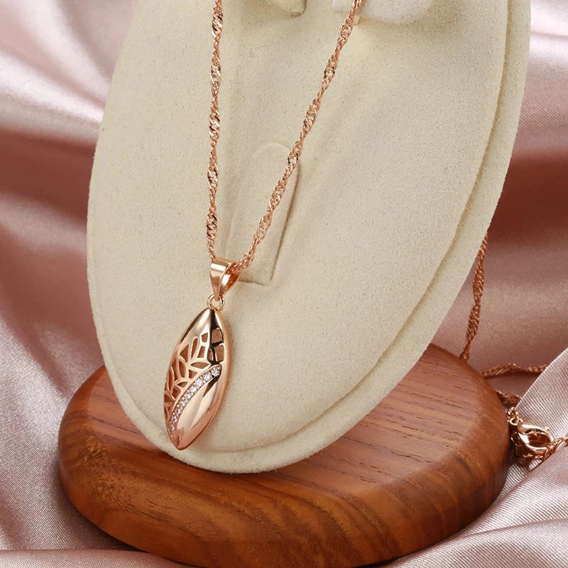 Kinel Trendy Ethnic Bride Pendant Necklace For Women 585 Rose Gold Color With Natural Zircon Pendant Dat Daily Fine Boho Jewelry