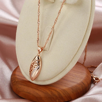 Kinel Trendy Ethnic Bride Pendant Necklace For Women 585 Rose Gold Color With Natural Zircon Pendant Dat Daily Fine Boho Jewelry