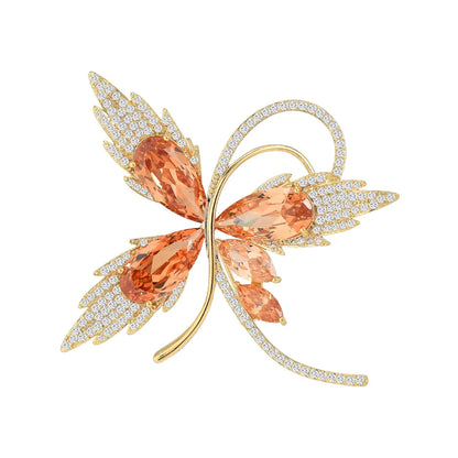 Fashionable Exquisite Luxury Copper Micro Inlaid Zircon Butterfly Broochpin Female Gift Pins Temperament Clothing Accessories