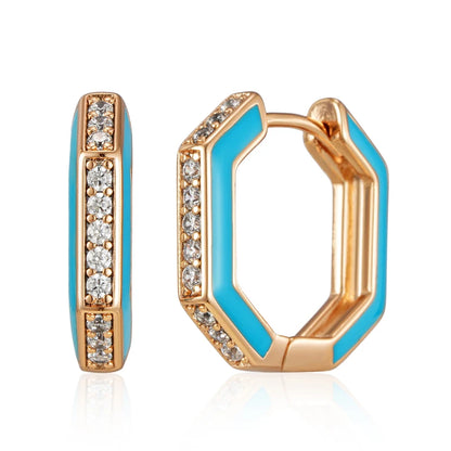 Wbmqda Luxury Elegance Blue Enamel Drop Earrings For Women 585 Rose Gold Color Natural Zircon Setting French Designer Jewelry