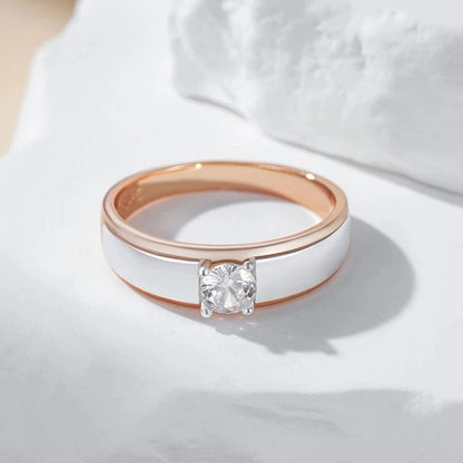 Wbmqda 585 Rose Gold Silver Color Mix Women's Rings Simple Fashion Wedding Proposal Engagement Jewelry