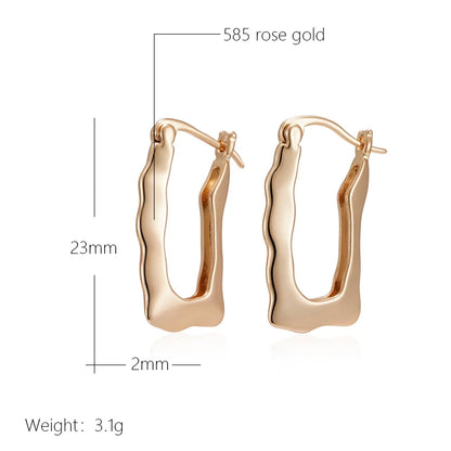 Wbmqda Elegant Simple Metal Glossy Drop Earrings For Women 585 Rose Gold Color French Design Works Daily Match Fashion Jewelry