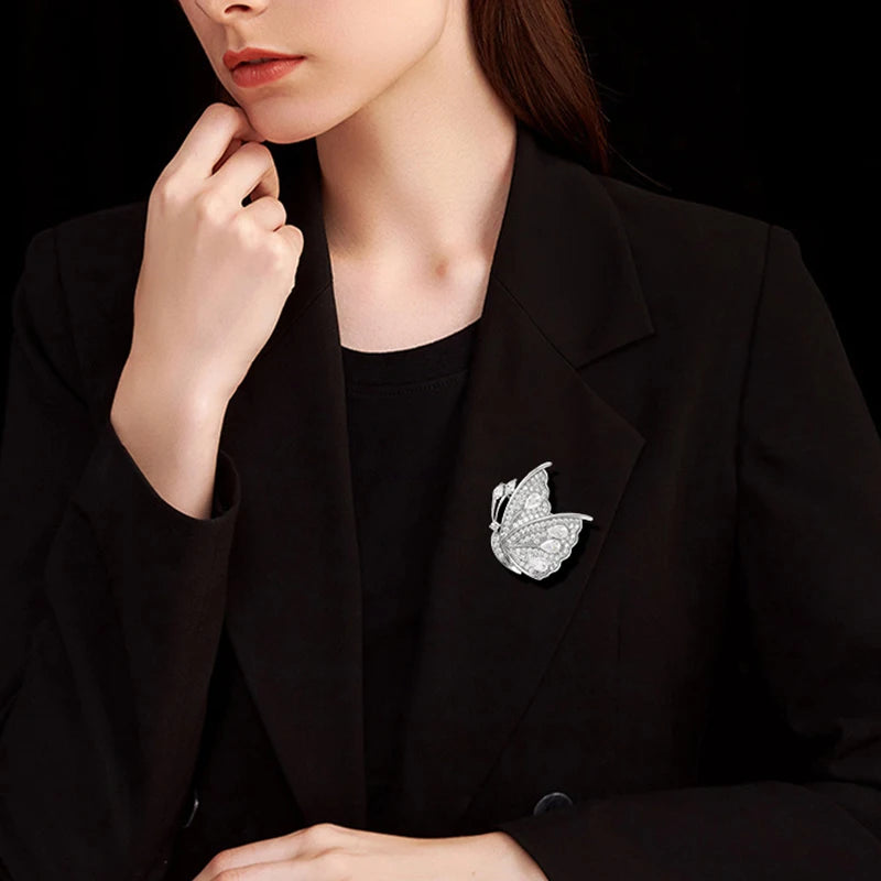 SUYU Exquisite Micro Inlaid Zircon Women's Butterfly Brooch New Temperament Suit Dress  Fashion Accessories