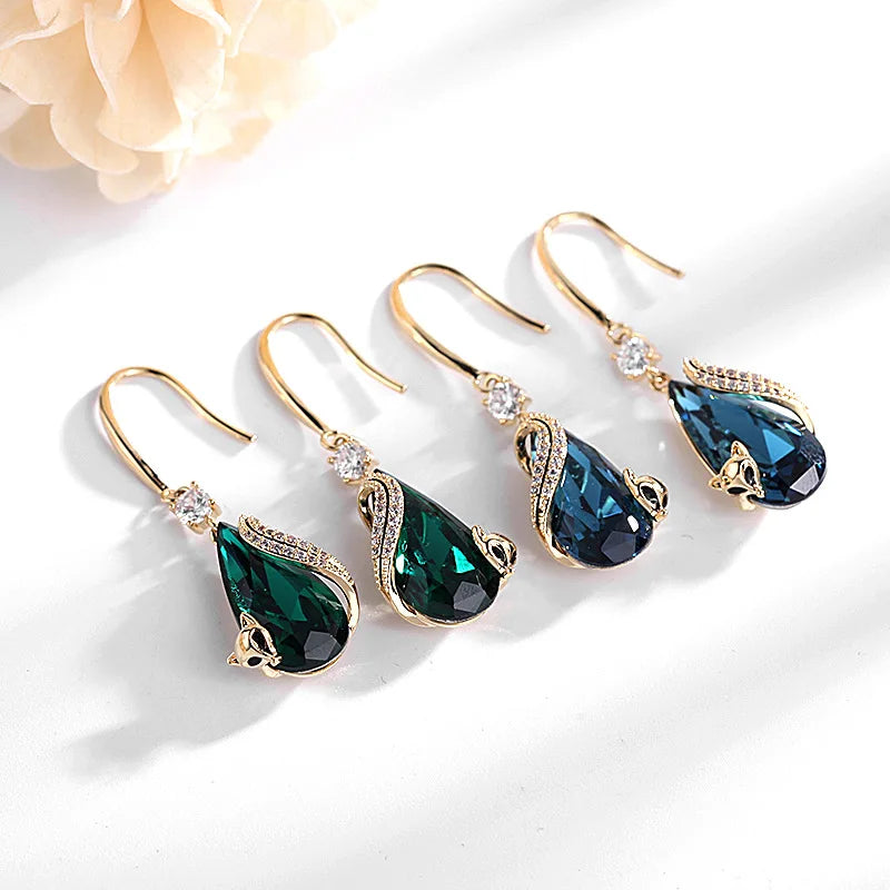 Chinese Style New Micro Inlaid Cubic Zirconia Earhook Female Blue Simulated Crystal Animal Popular Earrings Fox Earrings