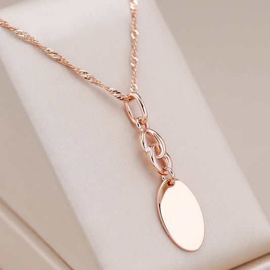 Kinel Hot Fashion Glossy Pendant Necklace 585 Rose Gold Simple Geometry Earrings For Women High Quality Daily Fine Jewelry