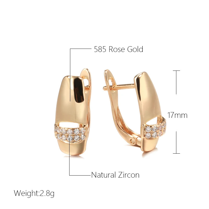 Wbmqda Hot Geometric Zircon Drop Earrings For Women 585 Rose Gold Color High Quality Daily Matching Fine Jewelry Accessories