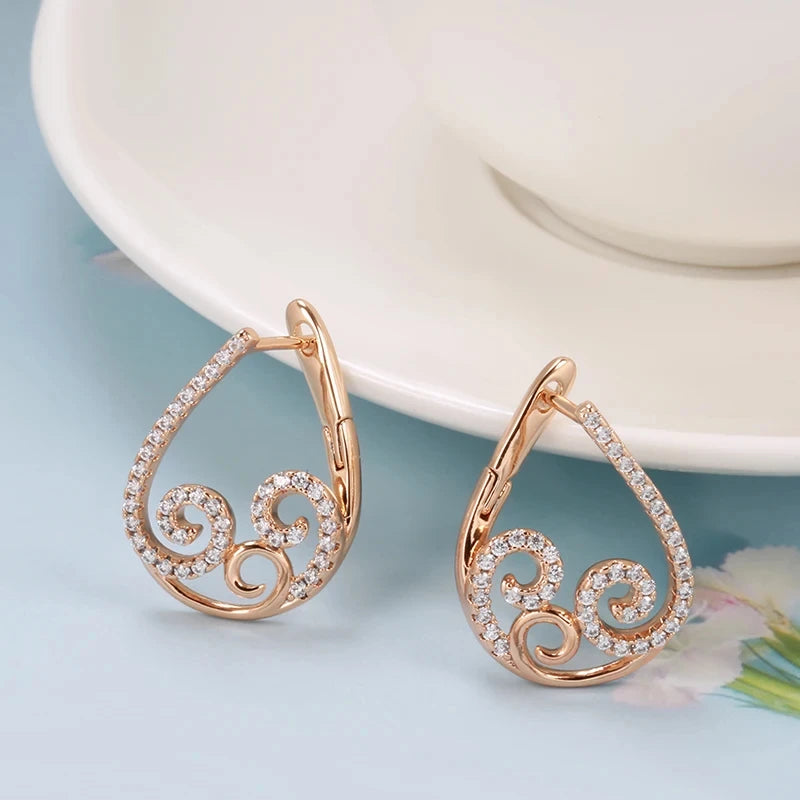 Wbmqda Ethnic Crystal Flower Drop Earrings For Women Natural Zircon Setting Vintage Luxury Jewelry Accessories