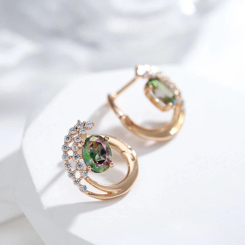 Wbmqda Unique Colorful Natural Zircon Drop Earrings For Women 585 Rose Gold Color Fashion Crystal Flower Jewelry Accessories