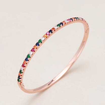 Kinel New Trendy Charm 585 Rose Gold Bangles Colourful Natural Zircon Cuff Bangle Wedding Jewelry High Quality Gift For Girl