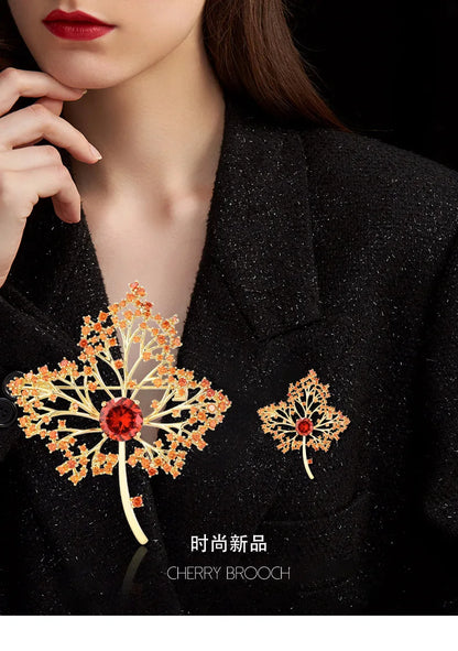 SUYU New Orange Maple Leaf Suit Coat Brooch Hollow Maple Leaf Pin Brooch Simple Leaf Accessories