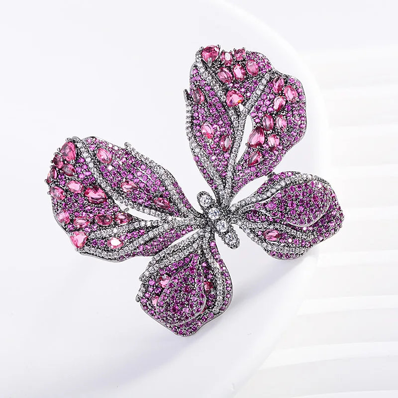 SUYU Autumn New Vintage Black Butterfly Brooch Women's Luxury Brooch Fashion Micro Set Zircon Temperament Coat Accessories Pins