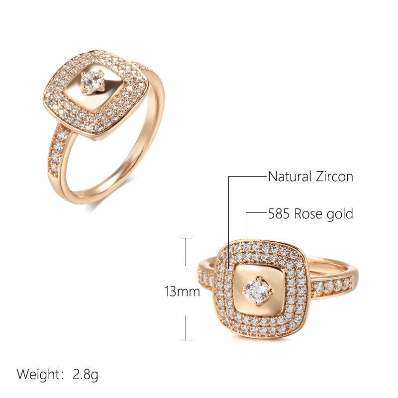 Wbmqda Luxury Full Zircon Finger Ring For Women 585 Rose Gold Color Fashion Bride Wedding Party Fine Jewelry Accessories