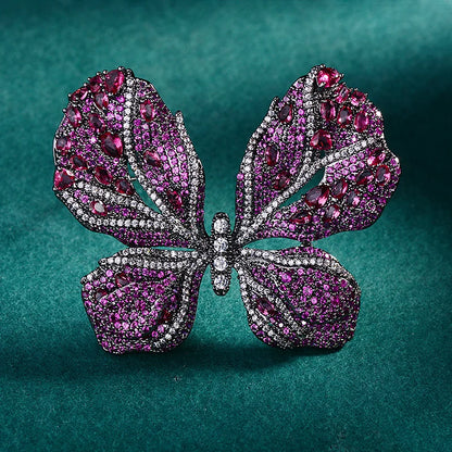 SUYU Autumn New Vintage Black Butterfly Brooch Women's Luxury Brooch Fashion Micro Set Zircon Temperament Coat Accessories Pins