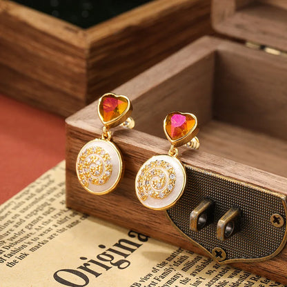 SUYU Jewelry Fashion Women's Light Luxury Vintage Earrings Classic Elegant Copper Earrings Exaggerated Festival Accessories