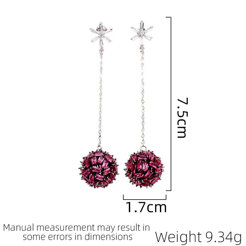 SUYU New Women's Personalized Color Design Women's Fashion Long Earrings Luxury Hollow Round Ball Earrings Festival Gift