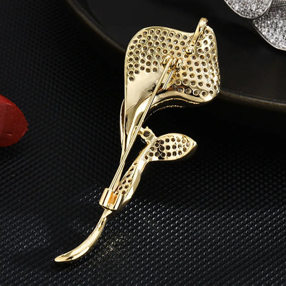 SUYU Autumn New Korean Fashion Micro Inlaid Zircon Women's Light Luxury Brooch Versatile and Creative Tulip Brooch Accessories