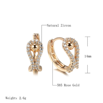 Wbmqda Elegant Fashion 585 Rose Gold Color Natural Zircon Hoop Earrings For Women High Quality Daily Jewelry Accessories