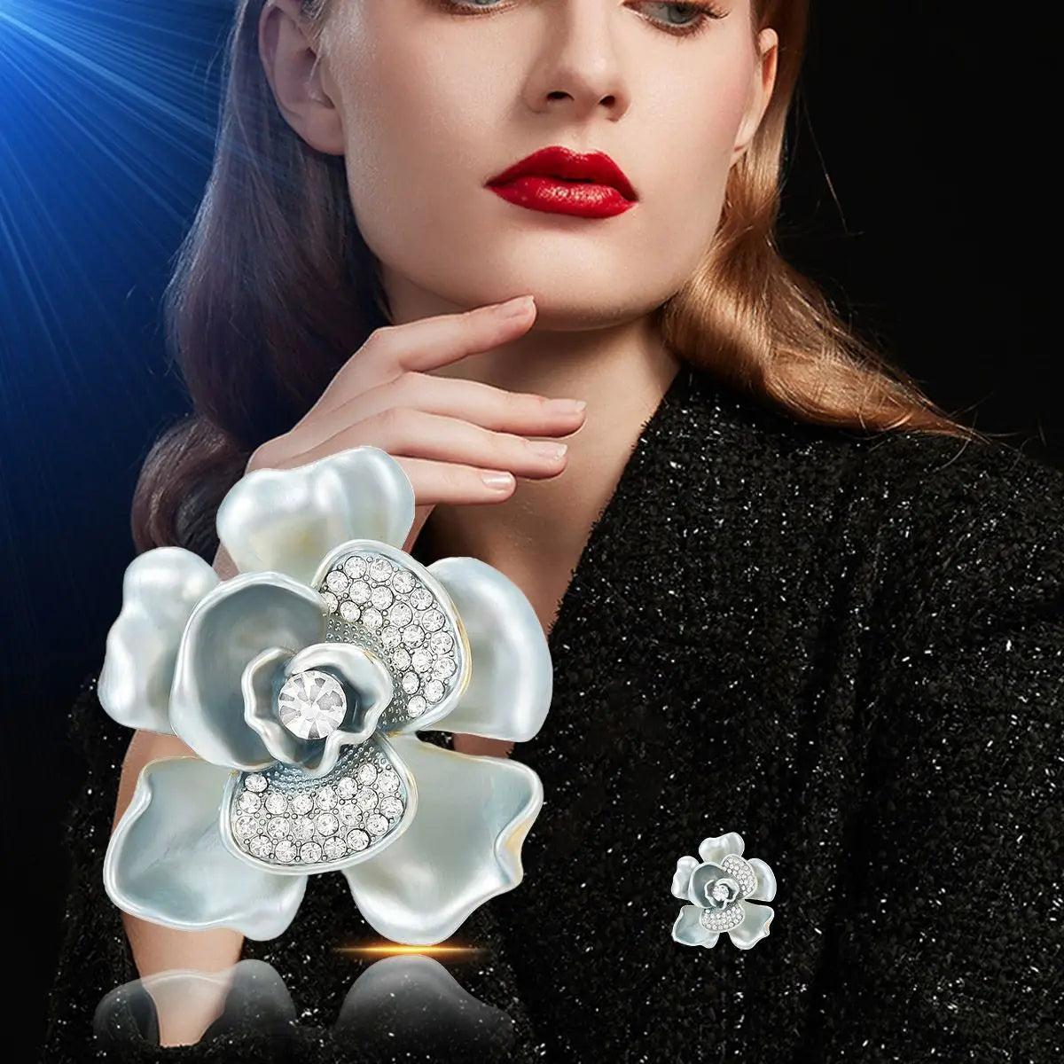 SUYU Women's light luxury and elegant tea flower brooch fashionable and versatile gentle and atmospheric brooch