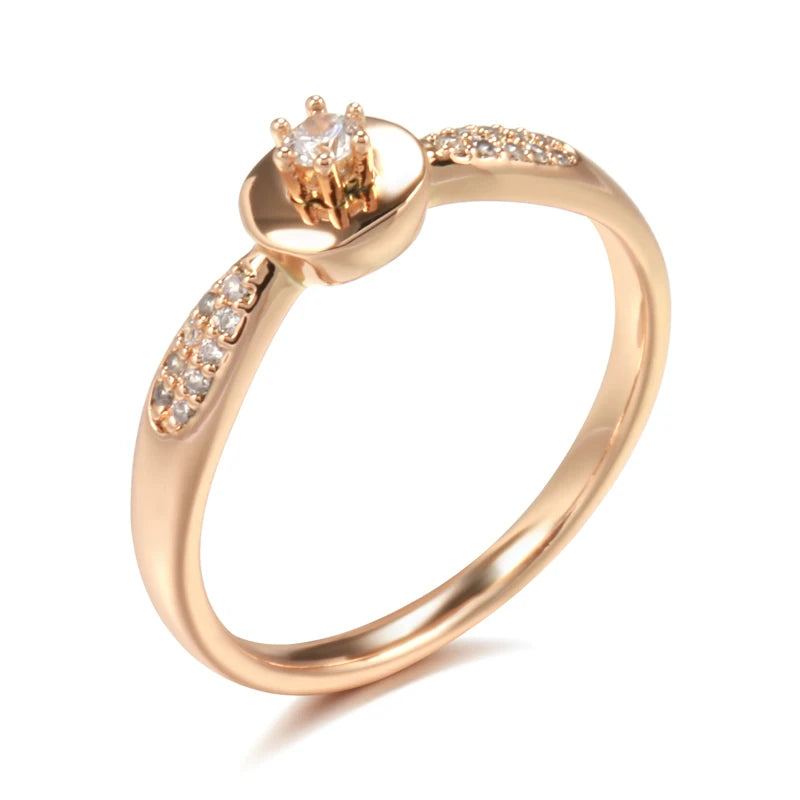 Wbmqda Simple Fashion CZ Ring For Women 585 Rose Gold Color Wedding Engagement Fine Jewelry