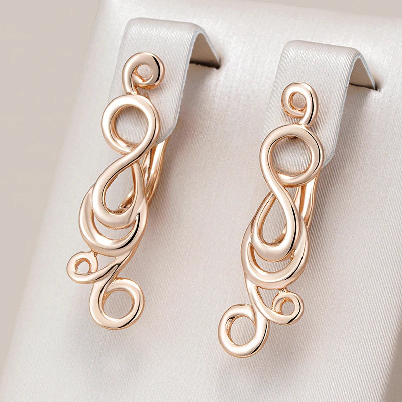 Wbmqda Classic Geometric Lines Metal Dangle Earrings For Women 585 Rose Gold Color Ethnic Wedding Party Fine Jewelry Accessories