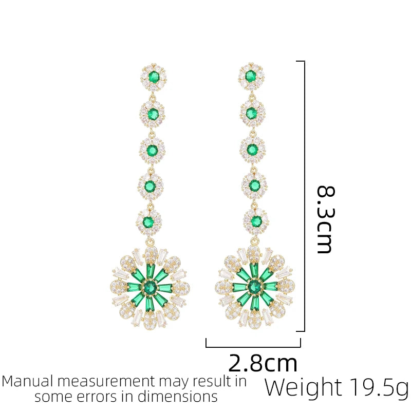 SUYU New Women's Light Luxury Style Exaggerated Atmosphere Earrings Trendy Sunflower Long Style Tassel Flower Earrings