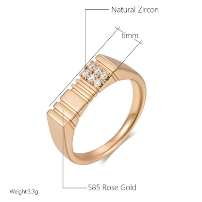 Kinel Unique Shiny Natural Zircon Rings For Women Luxury 585 Rose Gold Color Holiday Party Daily Fine Jewelry Free Shipping