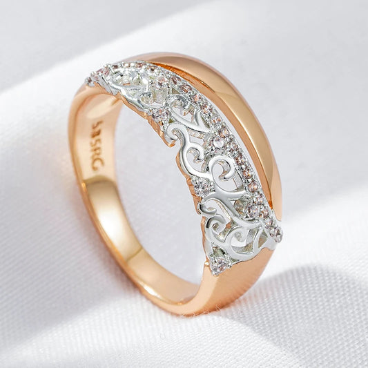 Wbmqda Luxury Romantic Wedding Party Finger Ring For Women 585 Rose Gold Silver Color Natural Zircon Setting 2023 Trendy Jewelry