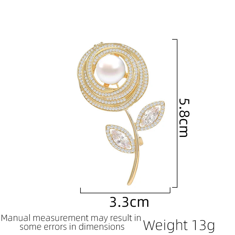 SUYU Women's Luxury Fashion Elegant Temperament Flower Brooch Simulation Pearl Brooch Clothing Accessories Fashion Jewelry