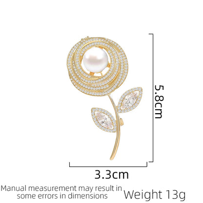 SUYU Women's Luxury Fashion Elegant Temperament Flower Brooch Simulation Pearl Brooch Clothing Accessories Fashion Jewelry