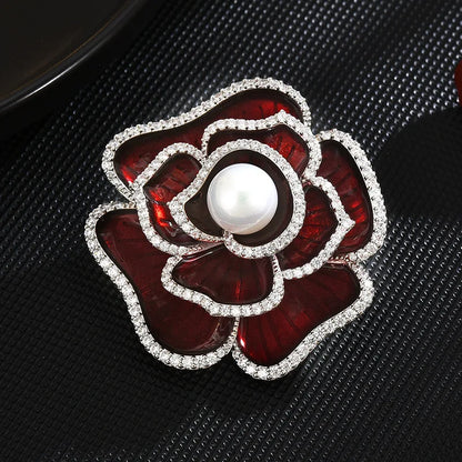 SUYU Spring New Camellia Brooch Female Design Temperament Retro Corsage Small Fragrance Brooch Accessories