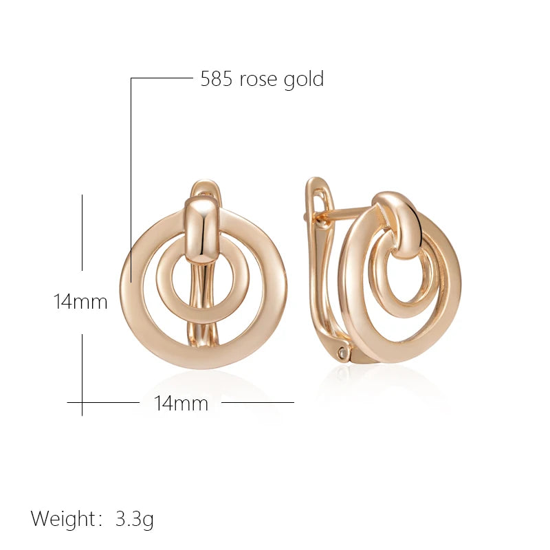 Wbmqda 585 Rose Gold Color Round Hollow Drop Earrings For Women High Quality Daily Fine Jewelry