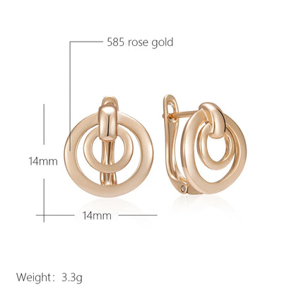 Wbmqda 585 Rose Gold Color Round Hollow Drop Earrings For Women High Quality Daily Fine Jewelry