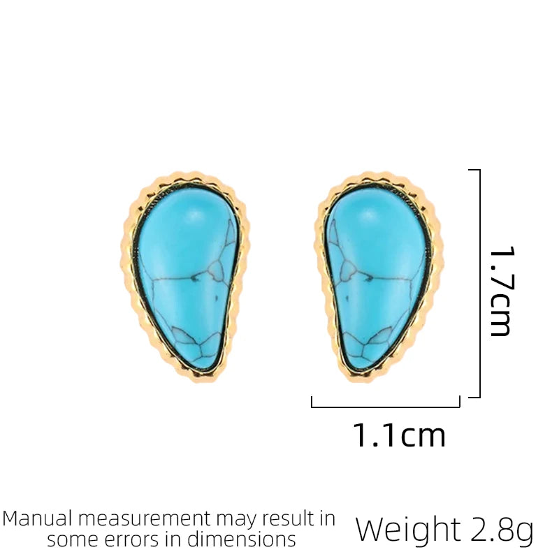 SUYU Jewelry New 2024 Geometric Design Water Drop Anti Turquoise Earrings Retro Earrings For Women Light Luxury Personality