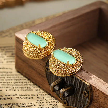 SUYU Women's Round Luxury Design Earrings Medieval Classic Vintage Earrings Light Luxury Fashion Exquisite Accessories