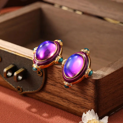 SUYU Medieval Vintage Earrings Style Geometric Enamel Round Women's Design Earrings Daily Party Accessories Fashion Jewelry